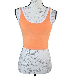 Hollister Women's Size XS Orange White Terry Cloth Cropped Tank Top
